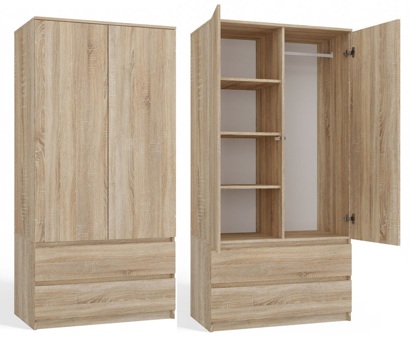 Topeshop SZAFA MALWA SON bedroom wardrobe/closet 5 shelves 2 door(s) Oak