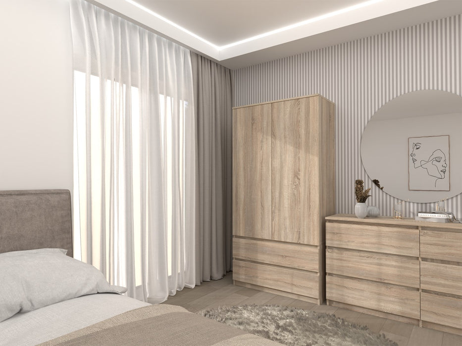 Topeshop SZAFA MALWA SON bedroom wardrobe/closet 5 shelves 2 door(s) Oak