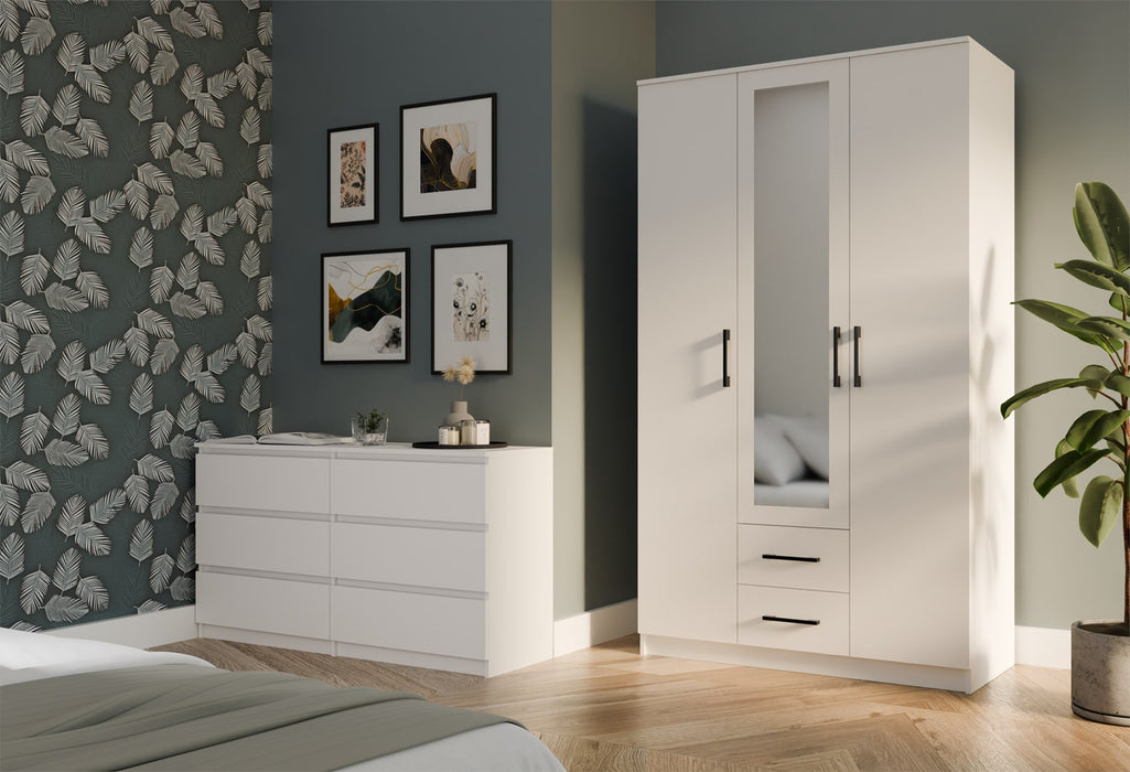 Topeshop ROMANA 120 BIEL bedroom wardrobe/closet 6 shelves 3 door(s) White