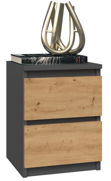 Topeshop M2 ANTRACYT/ARTISAN nightstand/bedside table 2 drawer(s) Anthracite, Oak, Wood