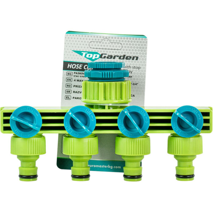 DISTRIBUTOR WITH 4 OUTLETS AND STOP 1/2-3/4 TG