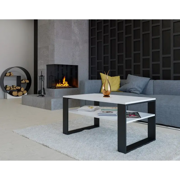 Topeshop MODERN 1P WHITE BLACK coffee/side/end table Coffee table Rectangular shape 2 leg(s) - Wooden benches