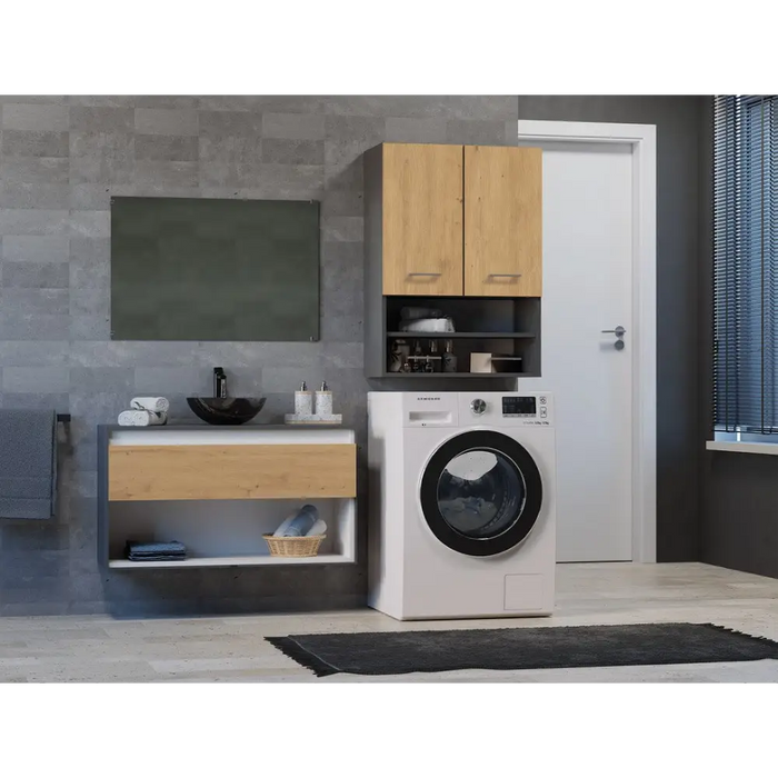Topeshop POLA MINI DK ANT/ART bathroom storage cabinet Graphite Oak - Hanging bathroom cabinetsMLA-SZW<<<Bathroom
