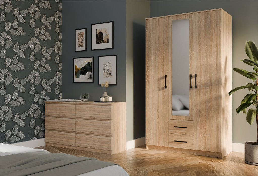 Topeshop ROMANA 120 SON L bedroom wardrobe/closet 6 shelves 3 door(s) Oak - Openable