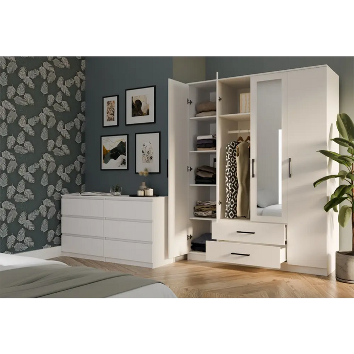 Topeshop ROMANA 160 BIEL bedroom wardrobe/closet 11 shelves 4 door(s) White - Openable