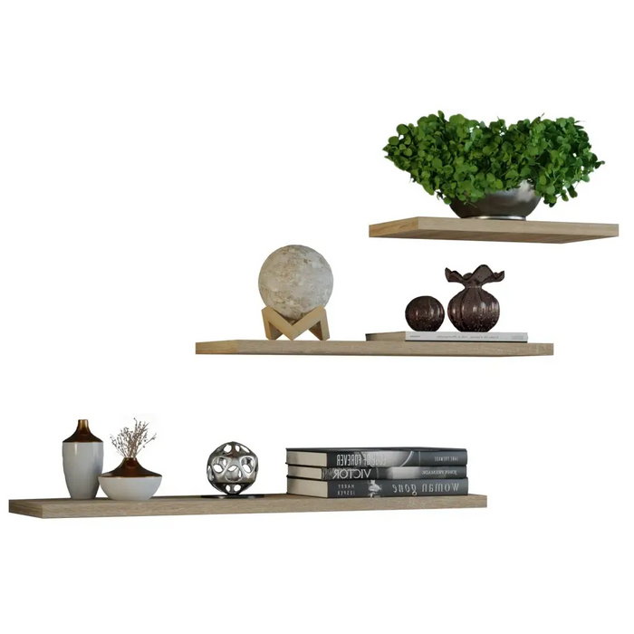 Topeshop TOBI 3P SONOMA shelve Floating shelf Wall mounted Particle board Oak Wood - Furniture wooden