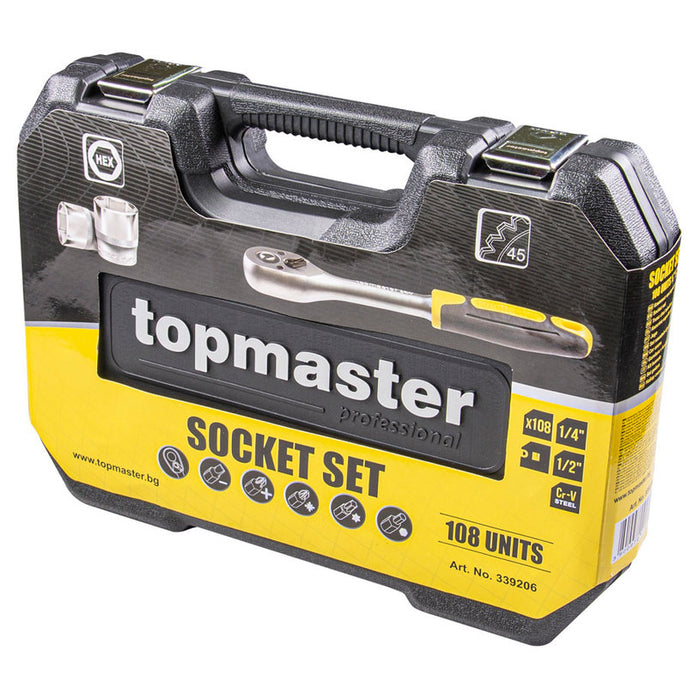 108 PIECE 1/4" AND 1/2" TOPMASTER TOOL SET