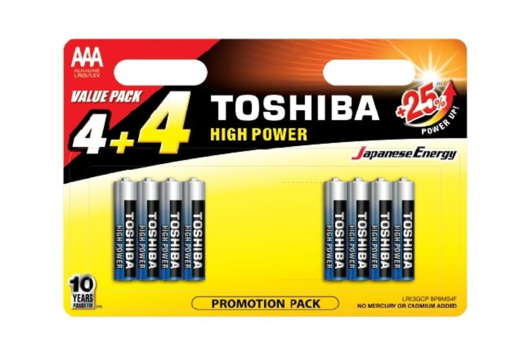 BATTERY ALKALINE LR03 4+4 VP TOSHIBA