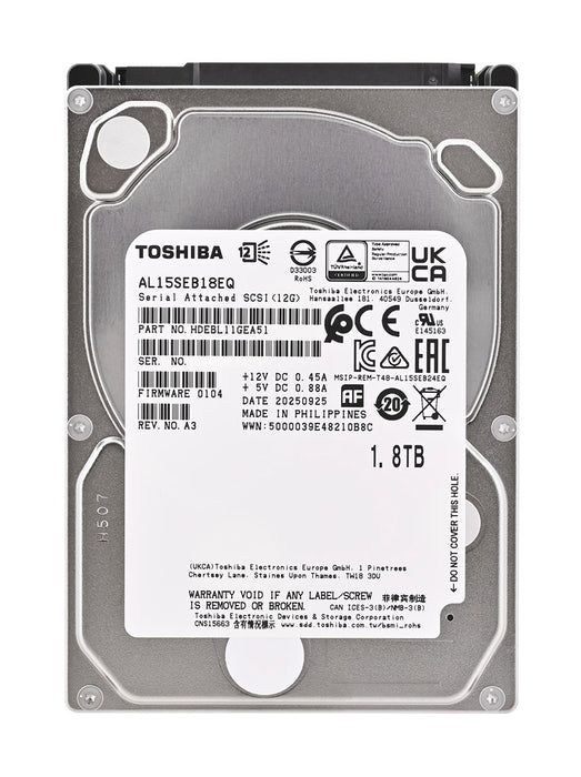Toshiba AL15SEB18EQ internal hard drive 1.8 TB 10500 RPM 128 MB 2.5" SAS