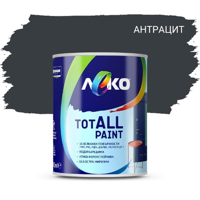 TOTAL PAINT ANTHRACITE 0.600 L LEKO - Алкидни и водоразтворими<<<Бои за метал и дърво<<<Бои и