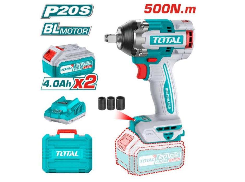CORDLESS IMPACT WRENCH 20V 2X4AH TOTAL