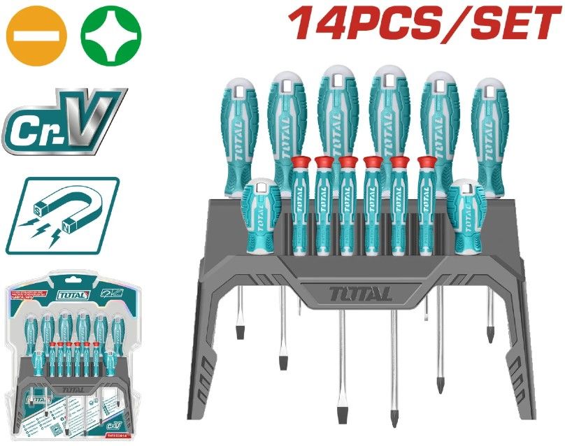 SCREWDRIVER SET WITH STAND 14H TOTAL