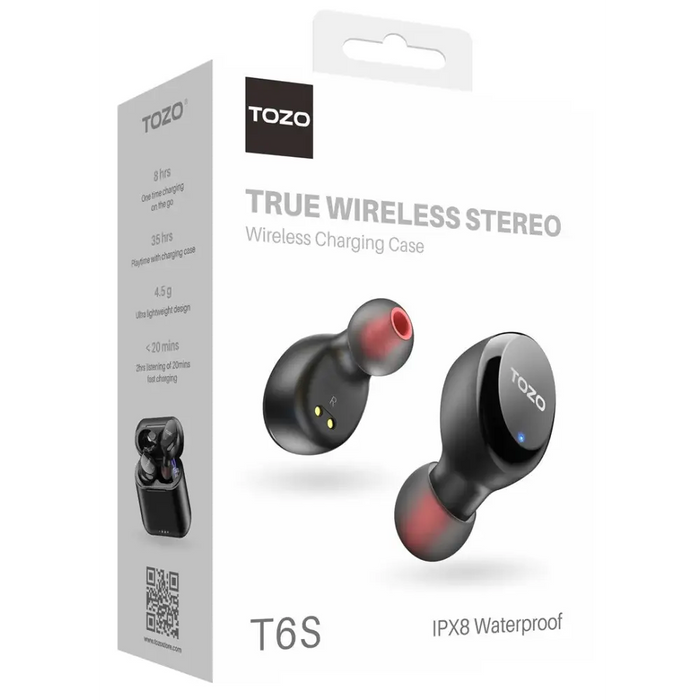TOZO T6S Headset True Wireless Stereo (TWS) In-ear USB Type-C Bluetooth Black
