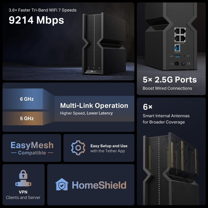 TP-Link Archer BE550 Tri-Band Wi-Fi 7 Wireless Router