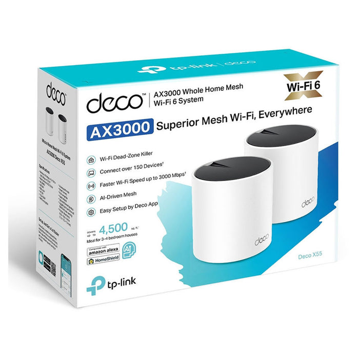 TP-Link Wi-Fi Router Deco X55 AX3000 (2pcs), 3000Mbps, LAN/WAN, 802.11ac, White EU