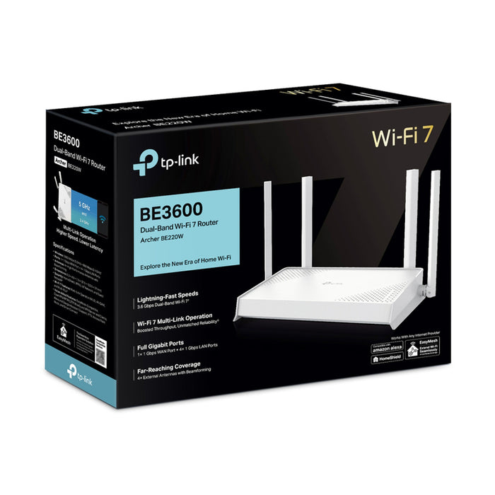 ROUTER TP-LINK ARCHER BE220W /BE3600 Dual-band, WI-FI 7, Gigabit