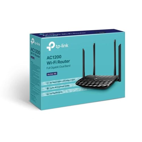 TP-LINK Router Archer A6 AC1200 Wireless 802.11ac/1200Mbps LAN/WAN Black EU