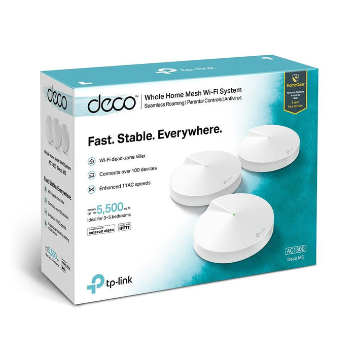 Wireless router TP-Link Deco M5, AC1300, 2.4/5 GHz, 400 - 867 Mbps, Gigabit, (3-pack)