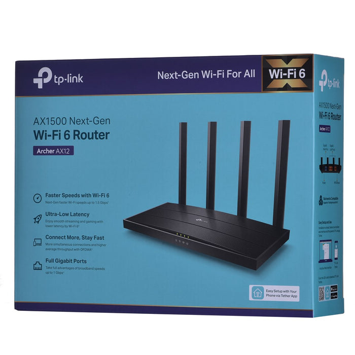 Wireless router TP-Link Archer AX12 AX1500, WiFi 6