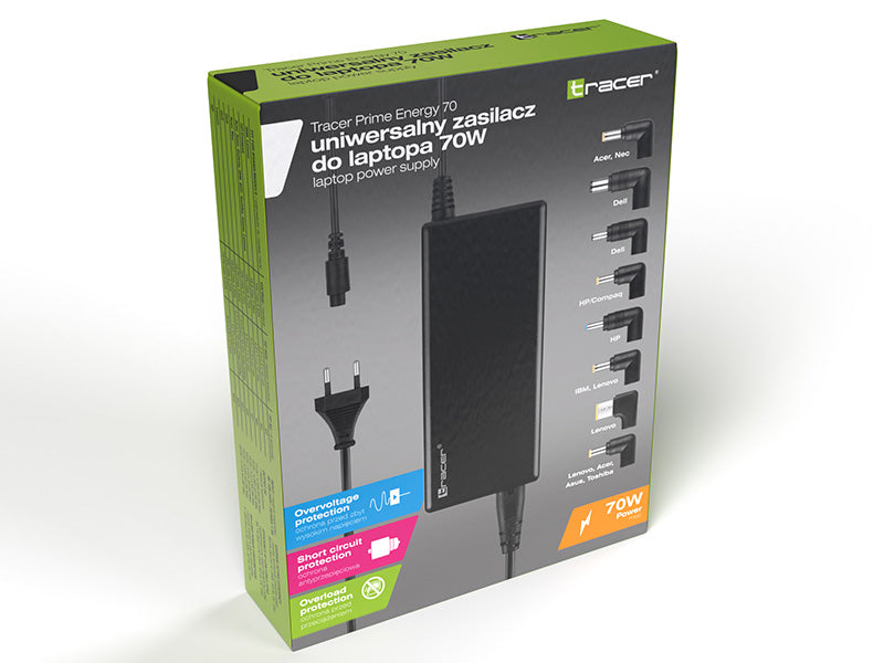 TRACER UNIVERSAL ADAPTER FOR LAPTOP PRIME ENERGY 70W