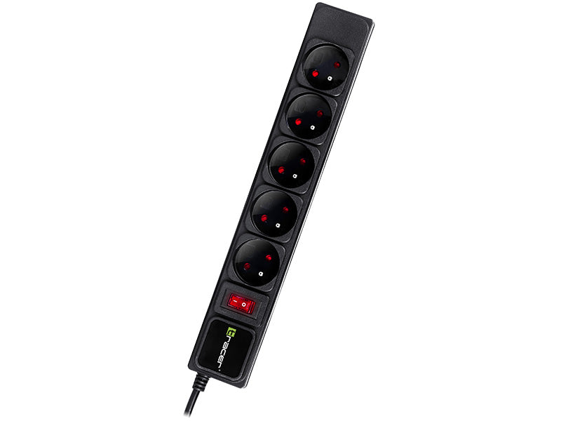 Tracer PowerWatch power strip with surge protection 3m, 5 sockets, black
