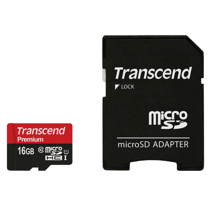 Transcend 16GB micro SDHC UHS-I Premium (with adapter Class 10) - Micro SD Cards with Adaptor<<<Transcend памети и