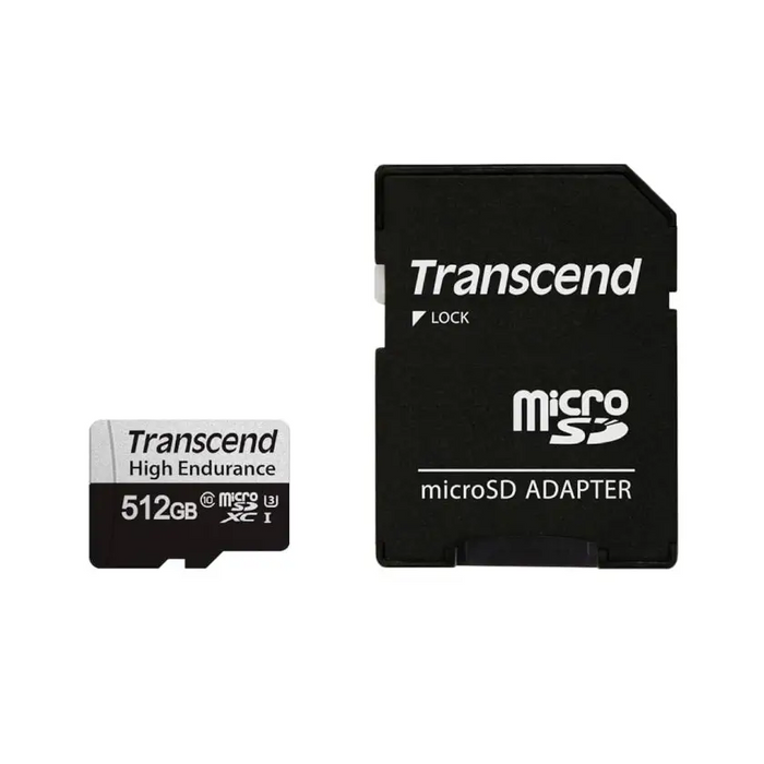 Transcend 512GB micro SD w/ adapter UHS-I U3 High Endurance - Micro SD Cards with Adaptor<<<Transcend памети и