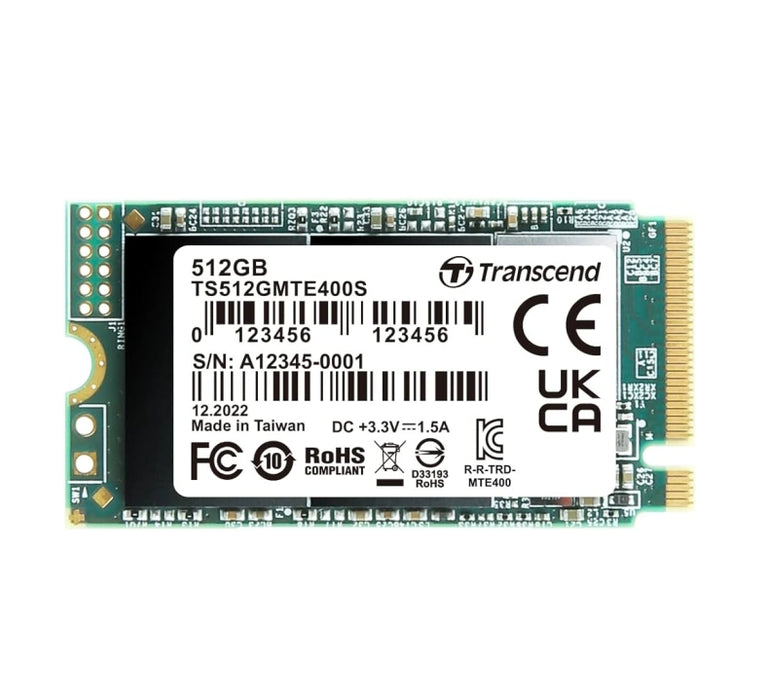 Transcend 512GB, M.2 2242, PCIe Gen3x4, NVMe, 3D TLC, DRAM-less