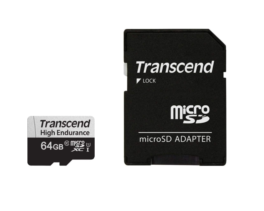 Transcend 64GB micro SD w/ adapter U1, High Endurance