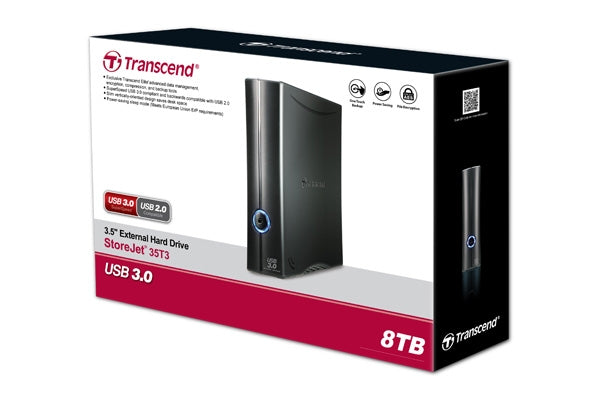 Transcend 8TB StoreJet 3.5" T3, Portable HDD, USB 3.1