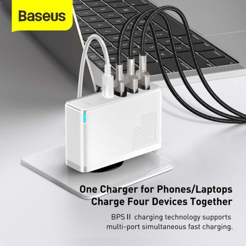 Travel Charger Baseus GaN2 Pro Quick 2x USB + 2x USB-C 100W EU (white) - Travel
