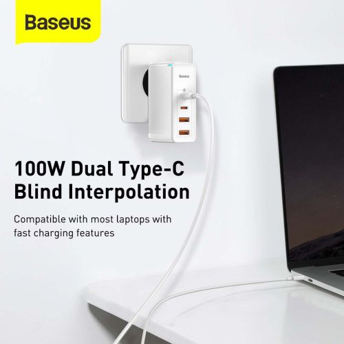 Travel Charger Baseus GaN2 Pro Quick 2x USB + 2x USB-C 100W EU (white) - Travel