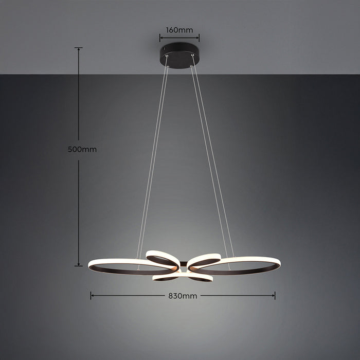 LED PENDANT 32W 3900LM 3000K BLACK TRIO FLY
