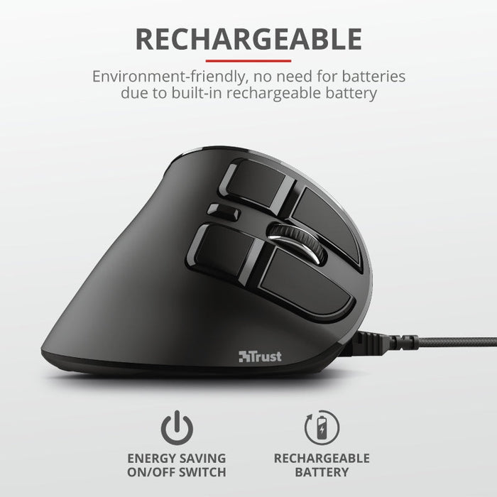 TRUST Voxx Ergonomic Wireless Rechargeable Mouse - Mice<<<TRUST компютърна периферия и