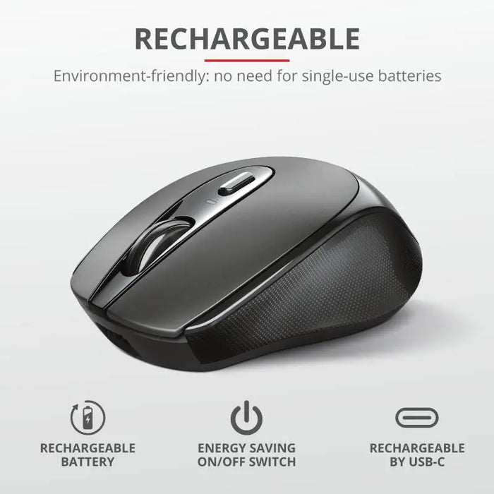 TRUST Zaya Wireless Rechargeable Mouse Black - Mice<<<TRUST компютърна периферия и