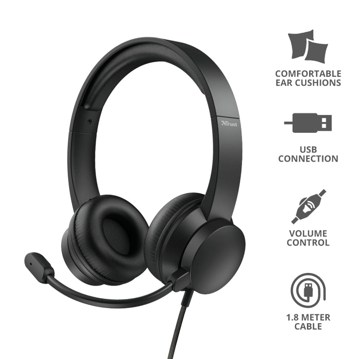 Headphone with microphone Trust RYDO USB, ON-EAR
