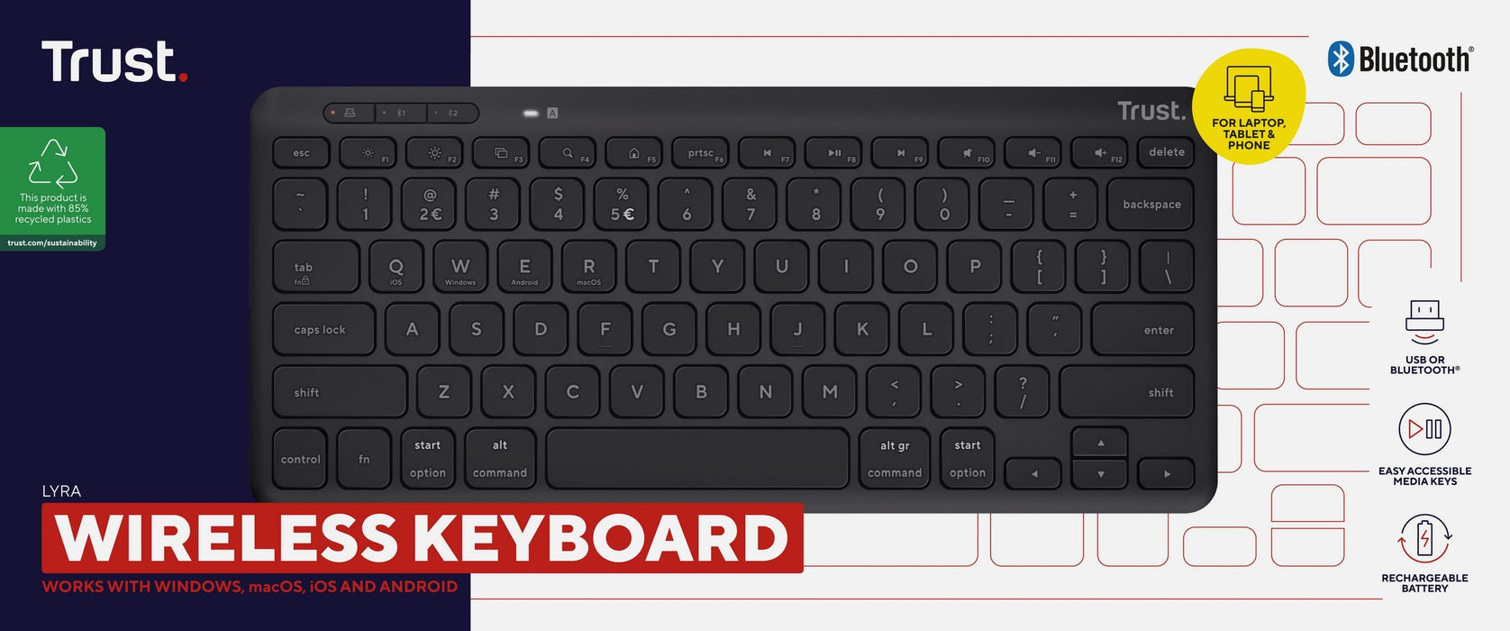 TRUST Lyra Compact Wireless Keyboard US
