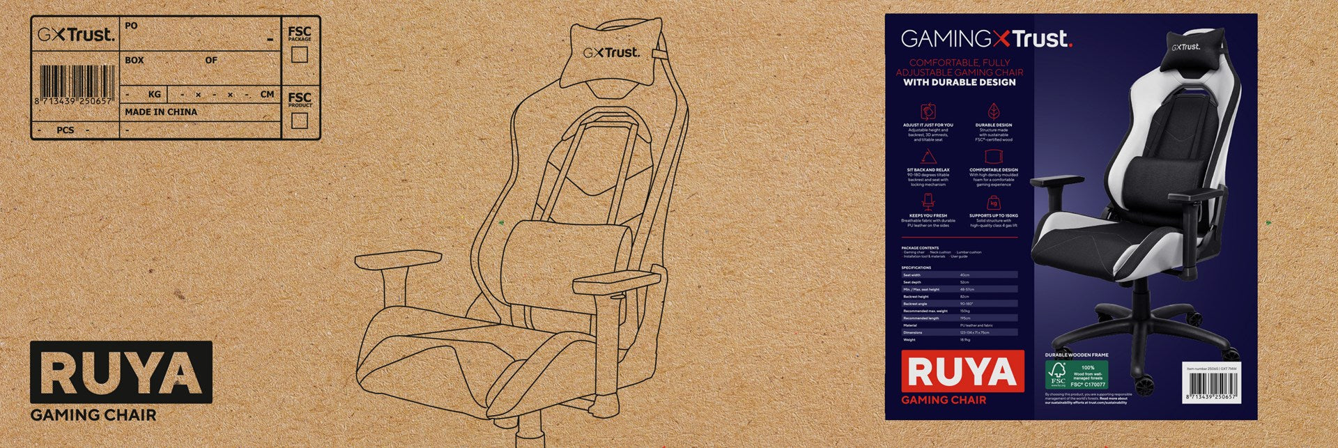 Trust GXT 714 RUYA Universal gaming chair Black, White