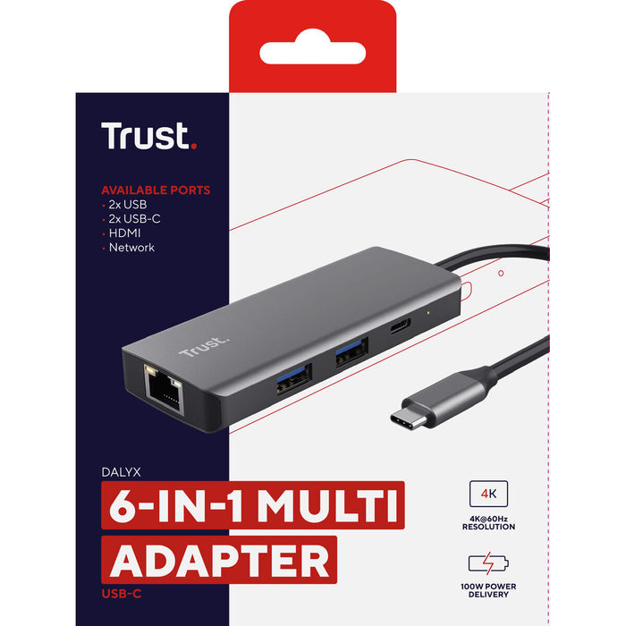 USB Hub Trust 24968 Silver
