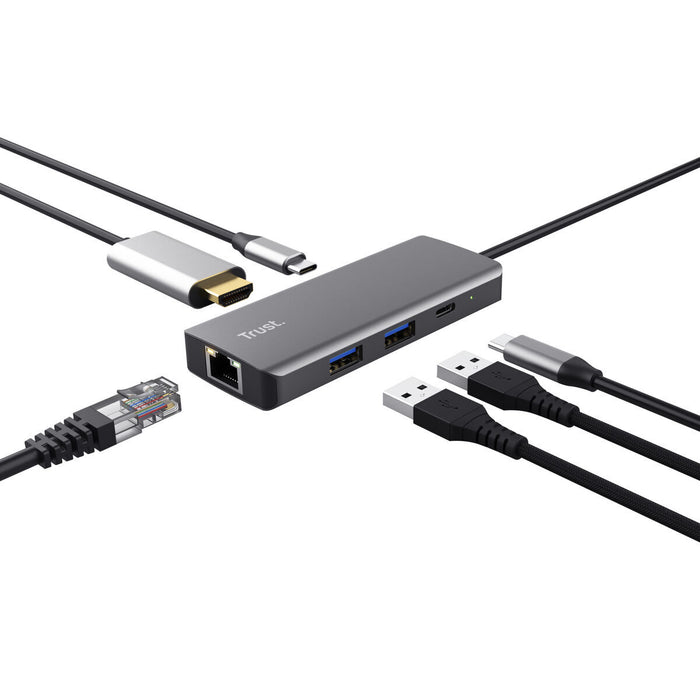 USB Hub Trust 24968 Silver
