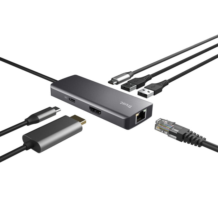 USB Hub Trust 24968 Silver