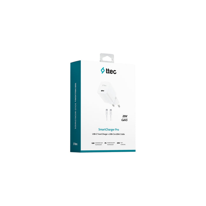 CHARGER 220V TTEC 20W USB-C+CABLE 60W WH