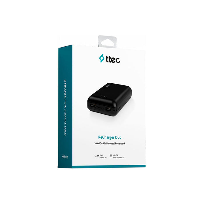 EXTERNAL BATTERY TTEC ReCharger Duo 10000 mAh Black