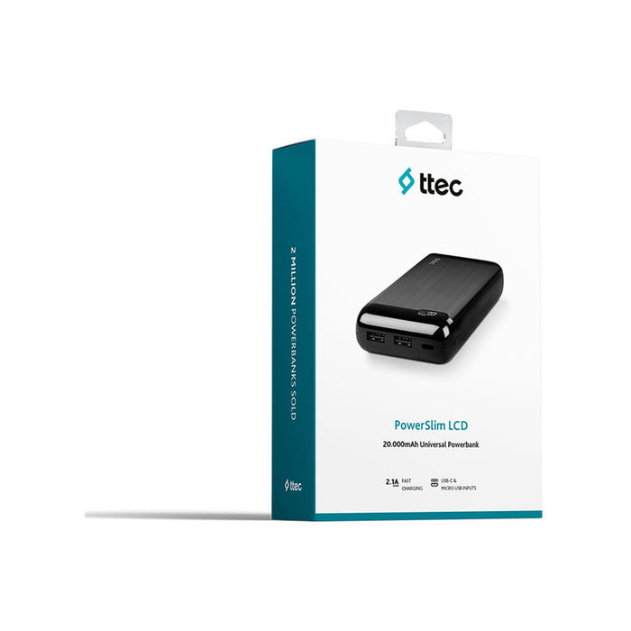 EXTERNAL BATTERY TTEC PowerSlim LCD 20000 mAh Black