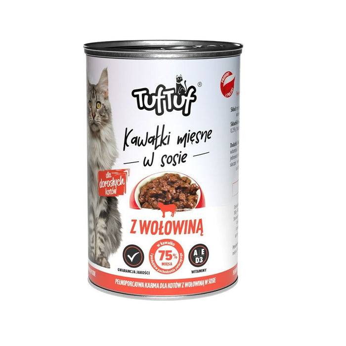 Cat food Tuftuf Pieces of meat in sauce with beef Beef 415 g