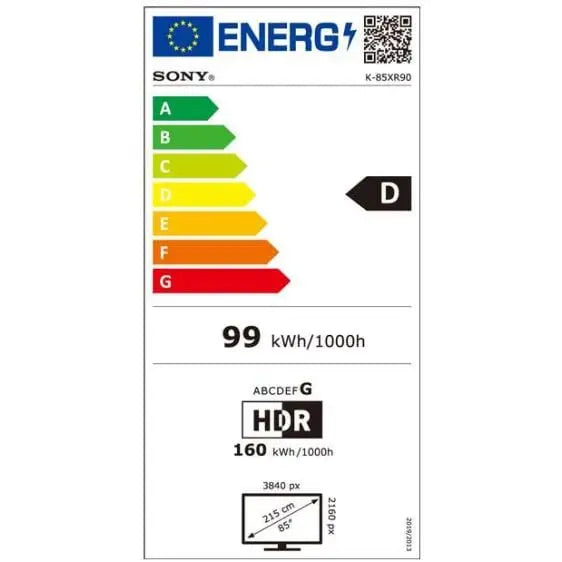 TV SONY Bravia 9 K85XR90PAEP 85’’ (215 cm) XR Processor Mini LED(QLED) 4K Ultra HD Smart Google TV (2024) - QLED