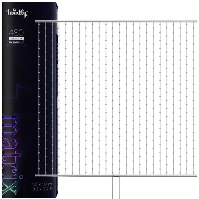 Twinkly Matrix - 480 RGB LED Pearl-shaped lights clear wire 3.3x3.3ft F-plug type - Decorative
