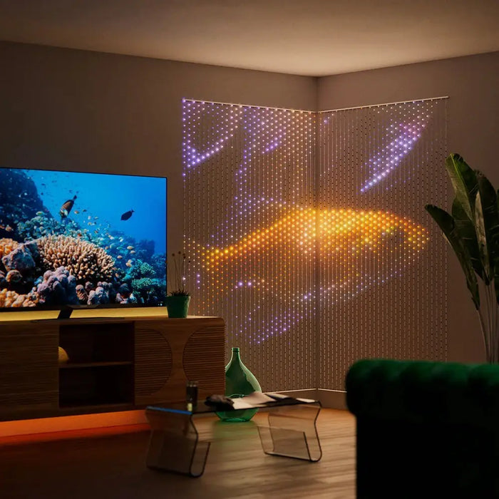 Twinkly Matrix - 500 RGB LED Pearl-shaped lights clear wire 1.7x7.8ft F-plug type - Decorative