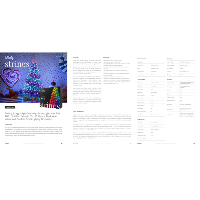 CHRISTMAS LIGHTING STRING 200CM 250LED TWINKLY TWS250STP-BEU