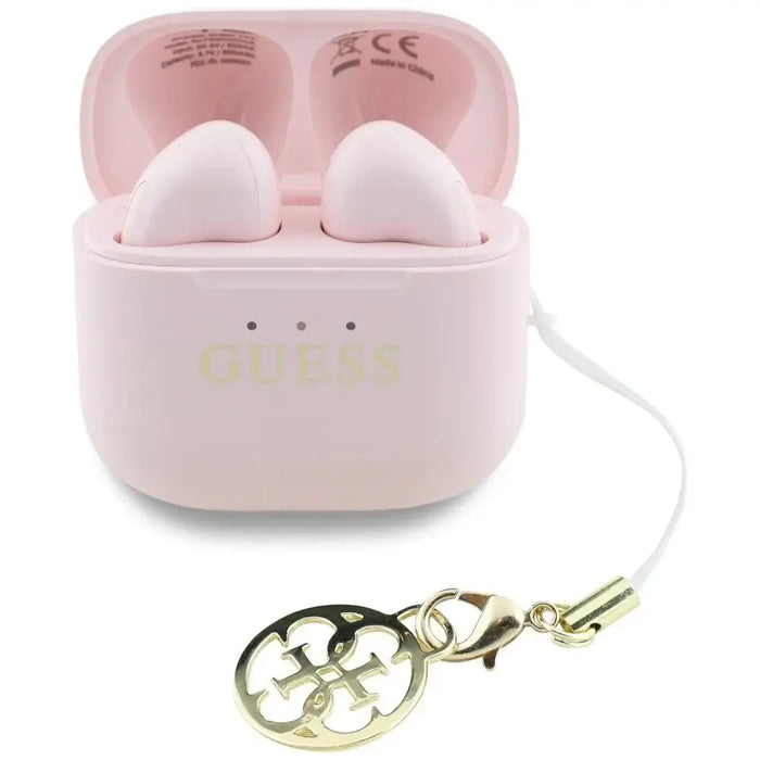 TWS Guess Glossy Effect Printed Classic Logo & Charm Headphones - Pink - Headphones and speakers<<<HurtelXML